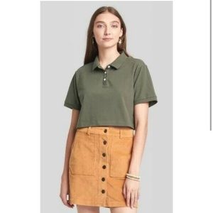 Wild Fable Cropped Green Polo Shirt NWT